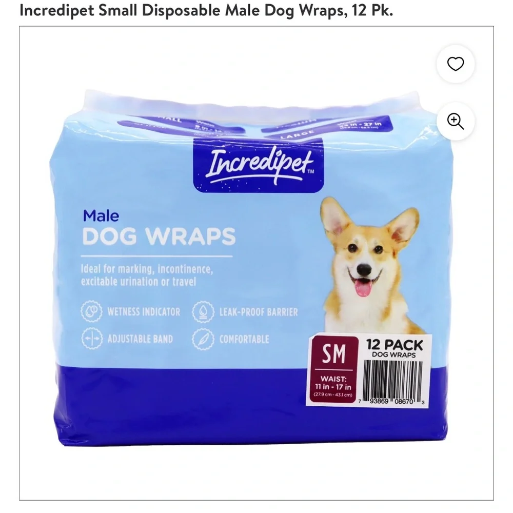 Small male dog wraps 12 count new